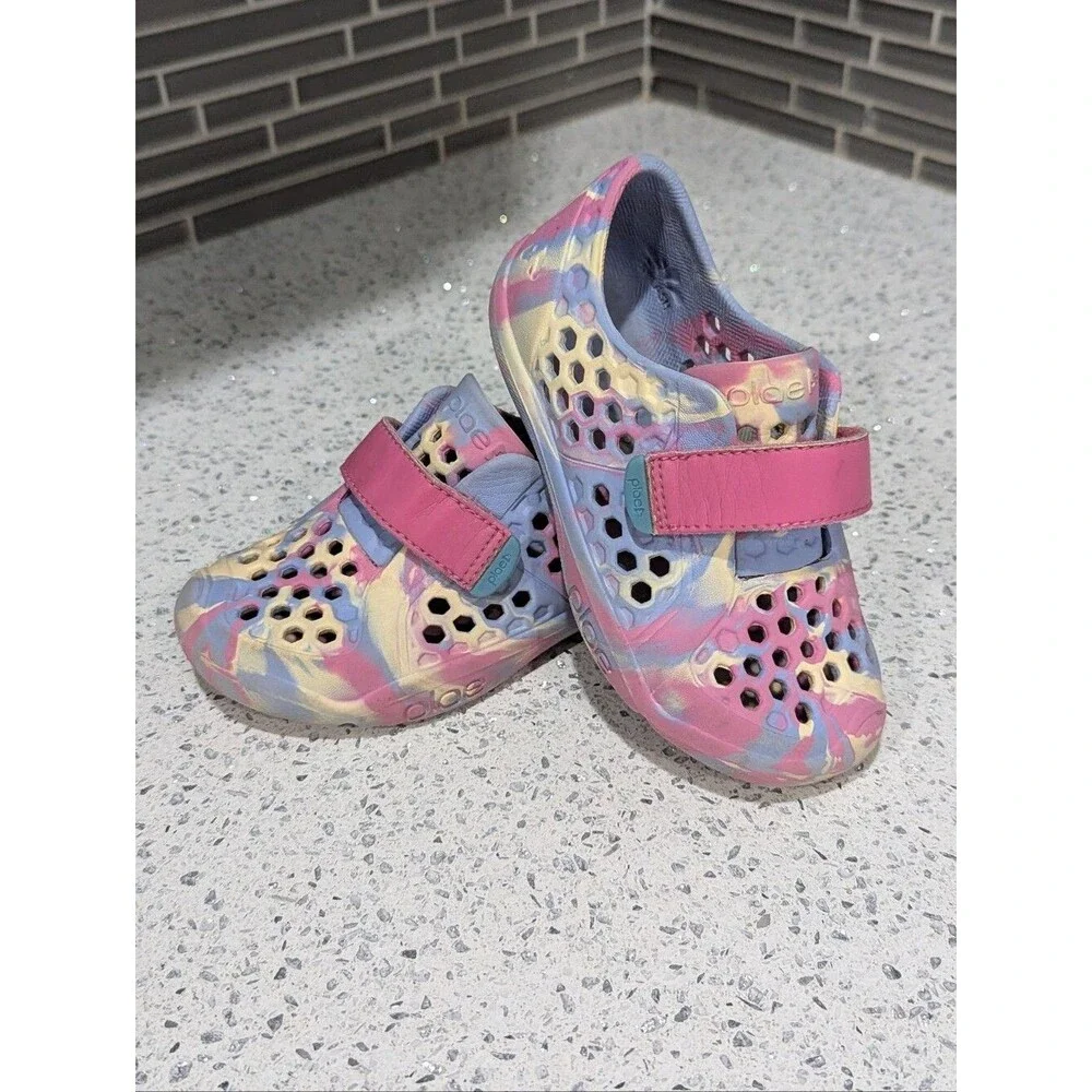 Plae Kids Mimo Purple Pink Neapolitan Swirl Water Sneaker Sandal Rubber Girls 9